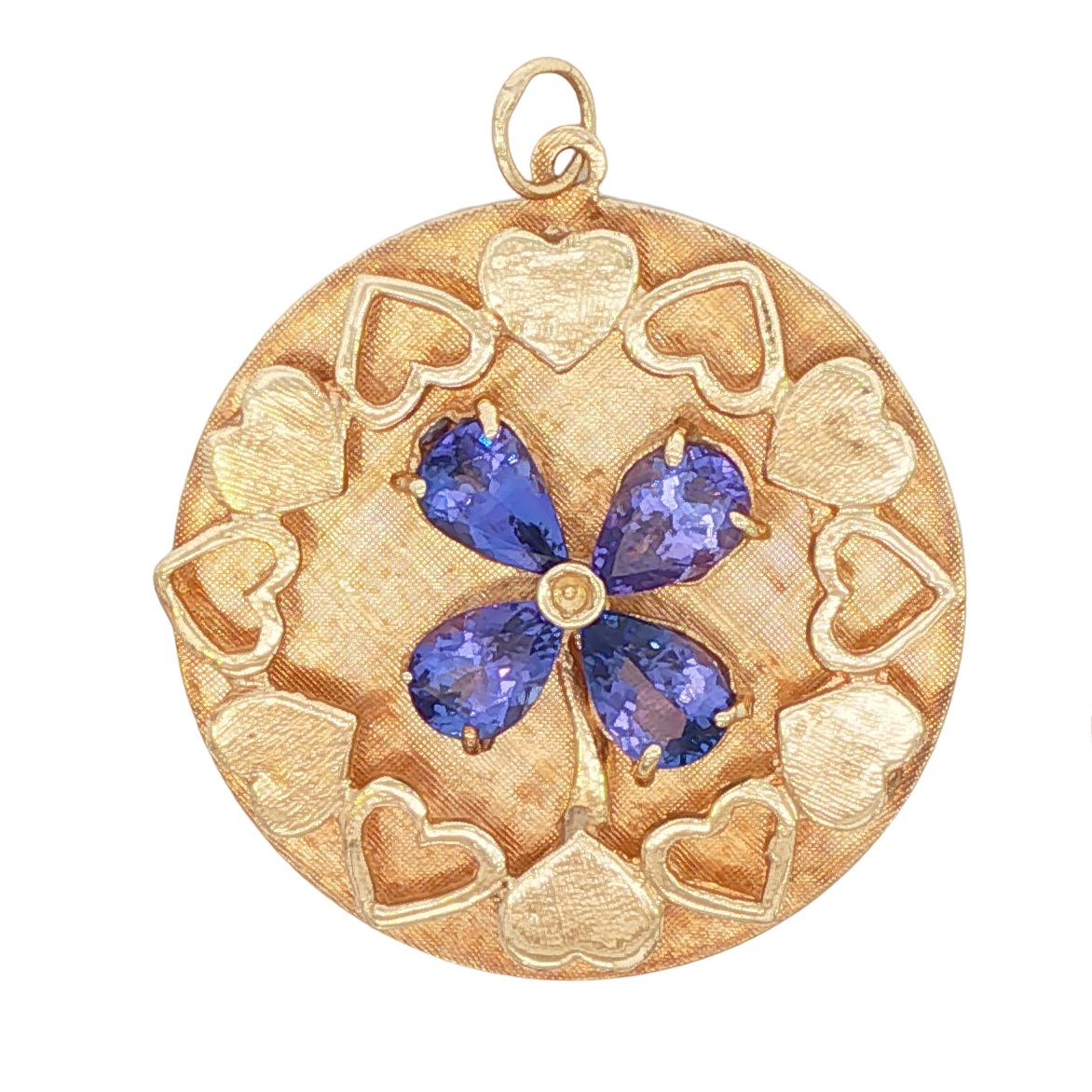 14k Yellow Gold Vintage Tanzanite Clover Charm