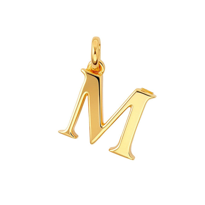 18k Yellow Gold Letter "M" Initial Charm Pendant with Opening Bail Clasp