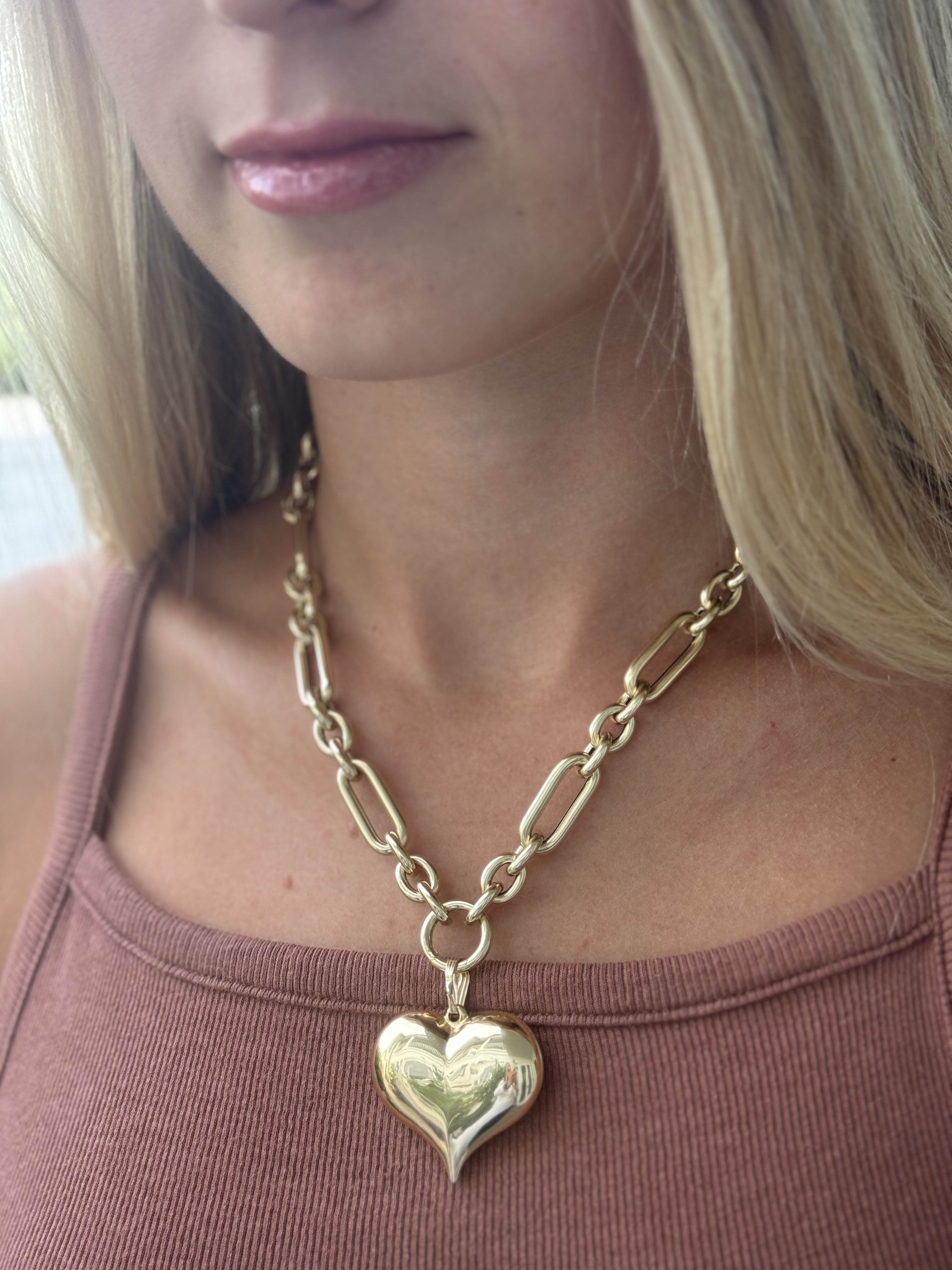 Vintage X-Large Puffy Heart 14k Gold Charm