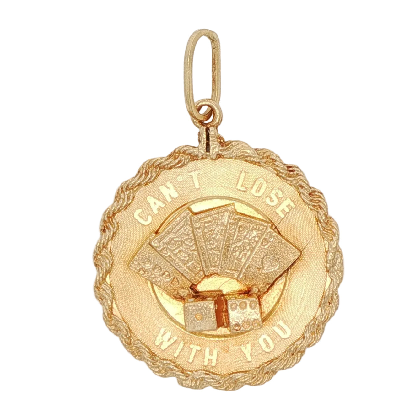 14k Yellow Gold Vintage 1960's Card and Dice Charm Pendant