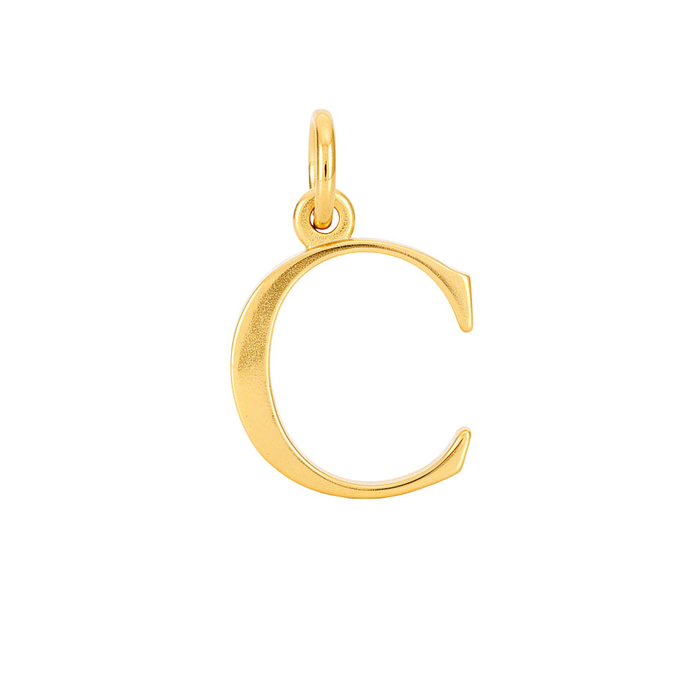 18k Yellow Gold Letter "C" Initial Charm Pendant with Opening Bail Clasp