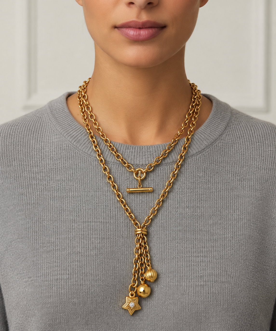 14k Yellow Gold Vintage 1990s Rolo Lariat Chain Necklace