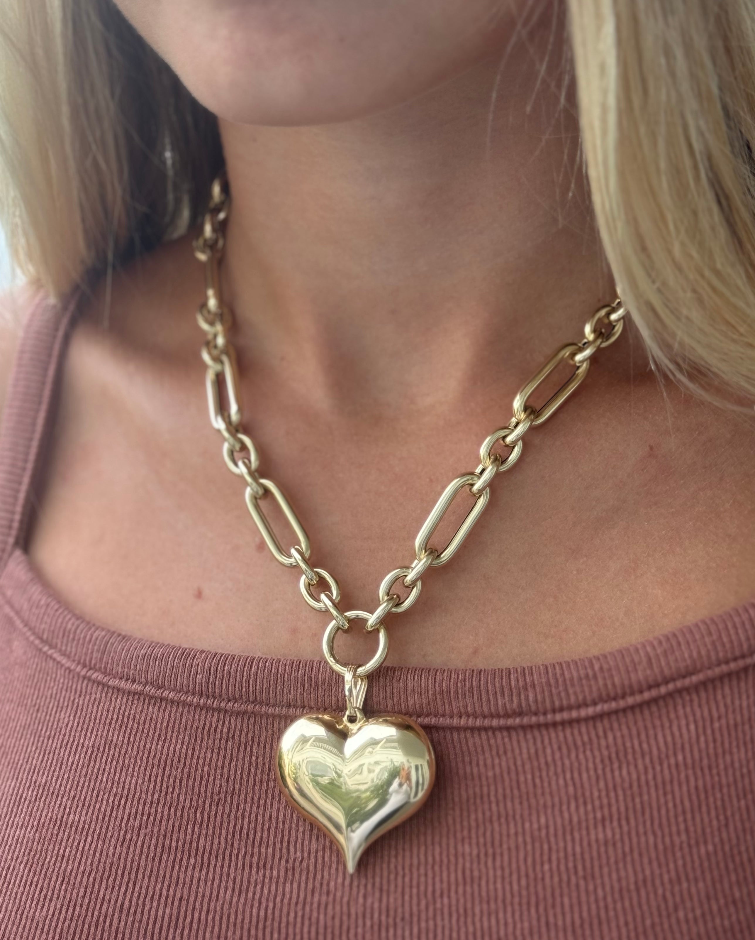 Vintage X-Large Puffy Heart 14k Gold Charm