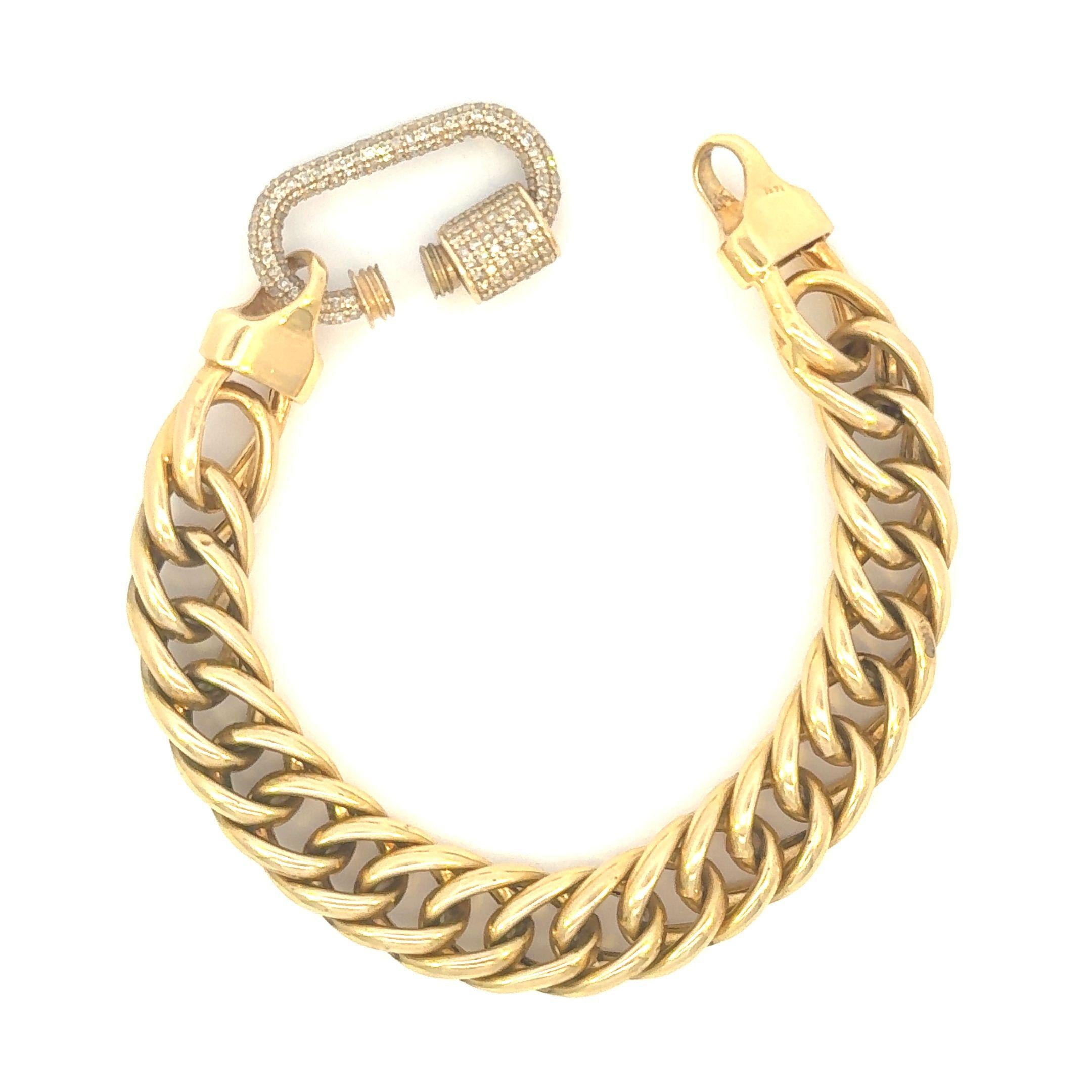 Vintage 14k Gokd Chain Bracelet with New Diamond Carabiner Clasp