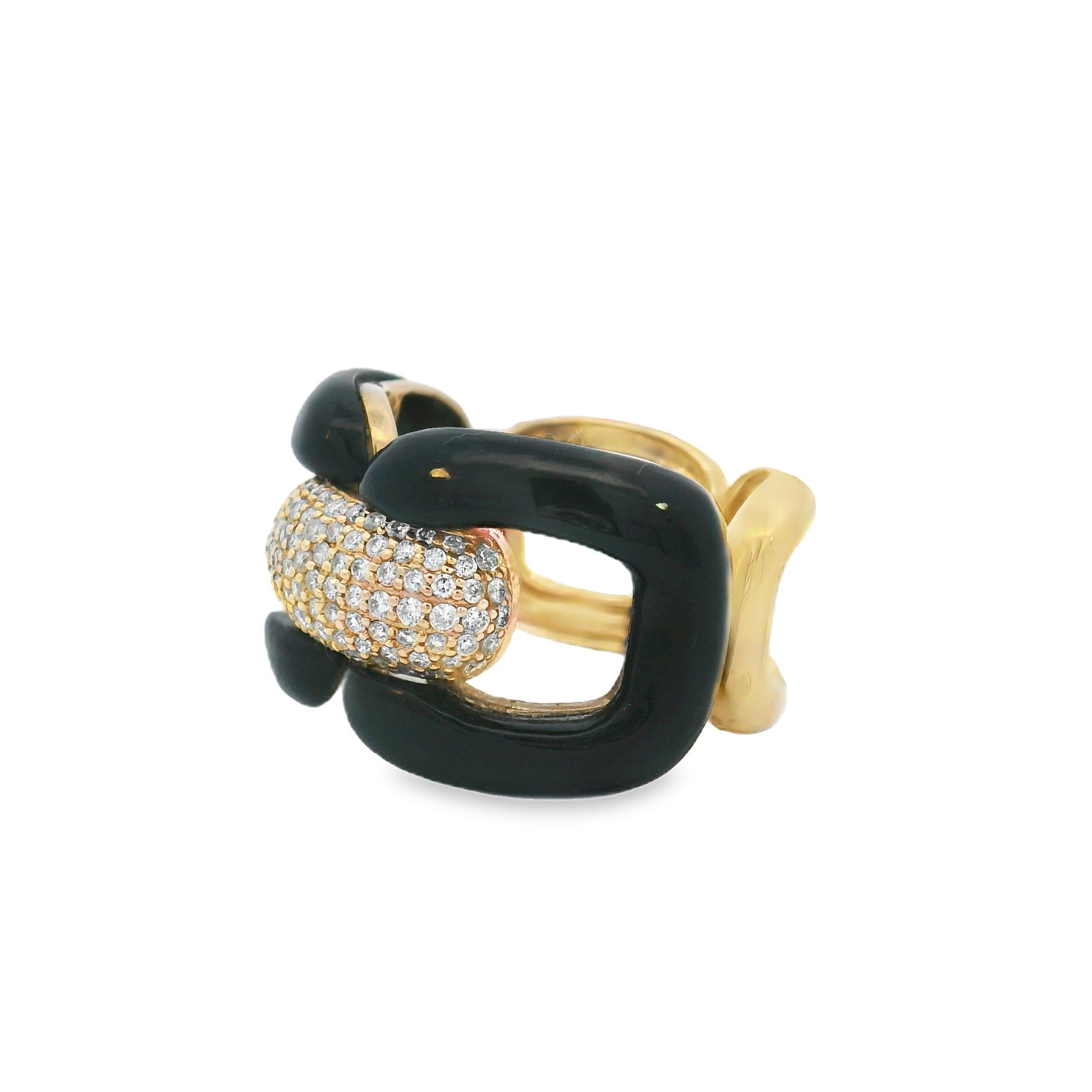 14k Yellow Gold Vintage Black Onyx and Diamond Ring