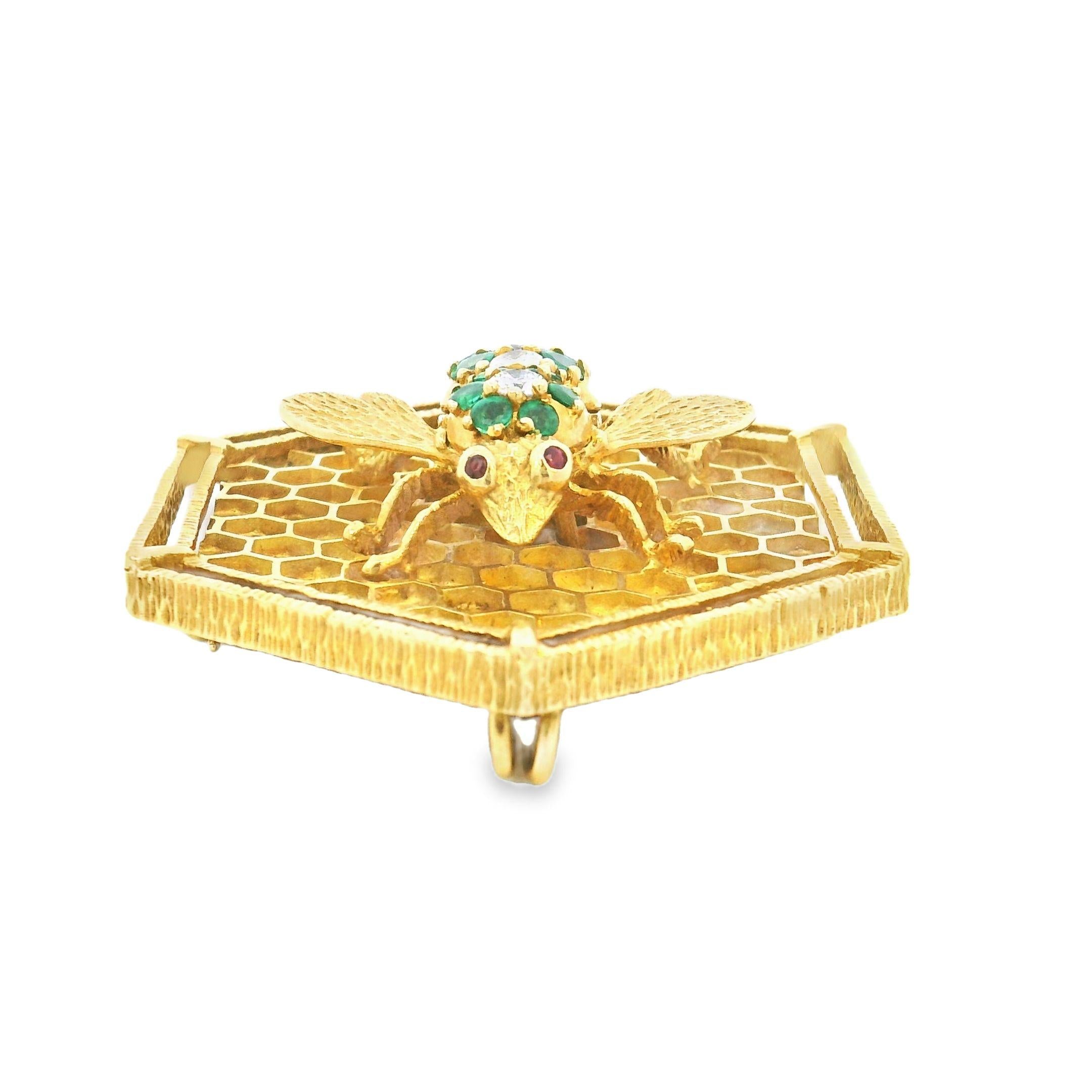 Vintage Herbert Rosenthal 18k Gold and Diamond Bee Brooch