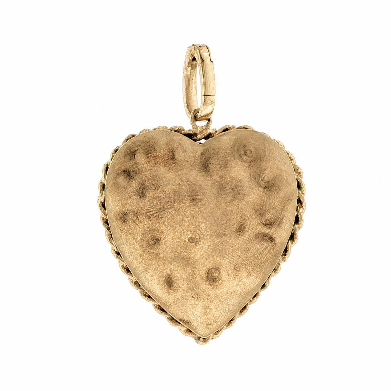 14K Yellow Gold Vintage Sapphire Ruby 1960s Heart Locket with Push-in Clasp