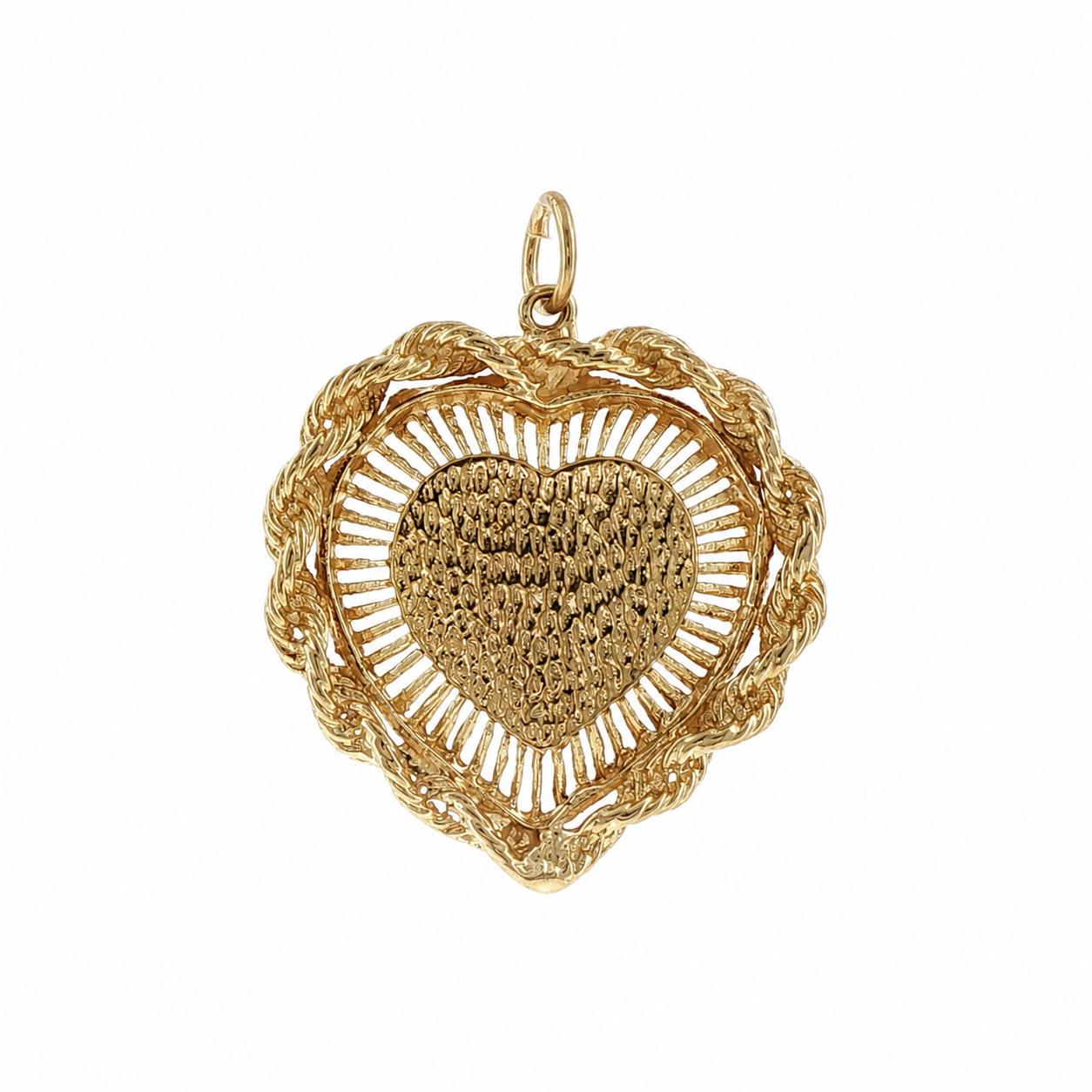 14k Yellow Gold Vintage 1950's Diamond Heart Locket Charm Pendant