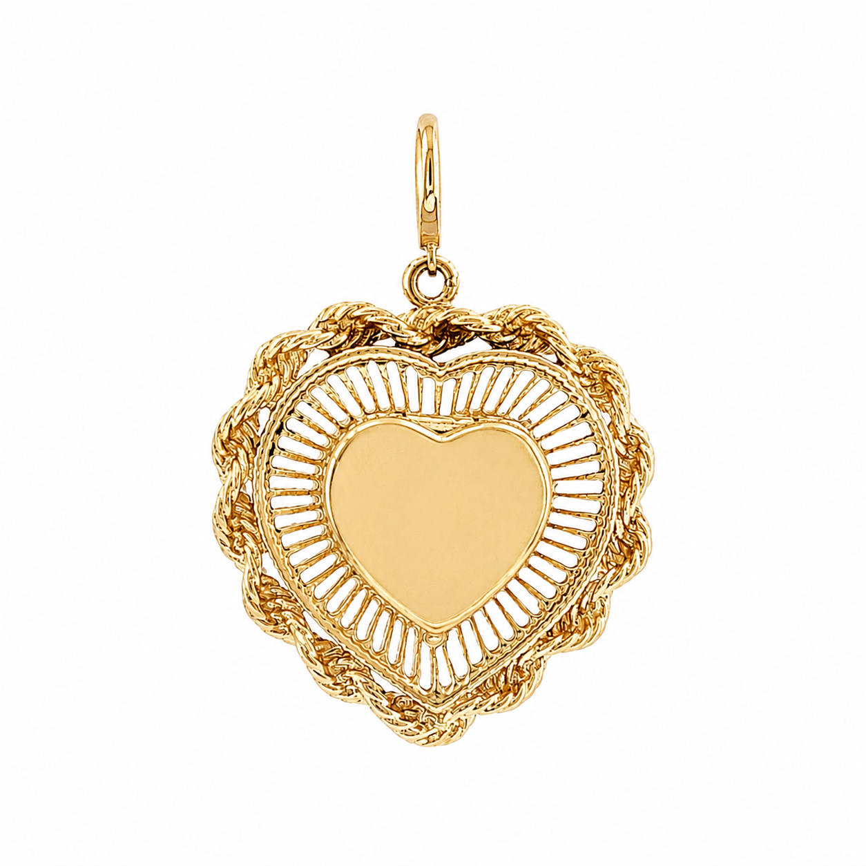 14K Yellow Gold Vintage Engravable Heart Locket Charm Pendant