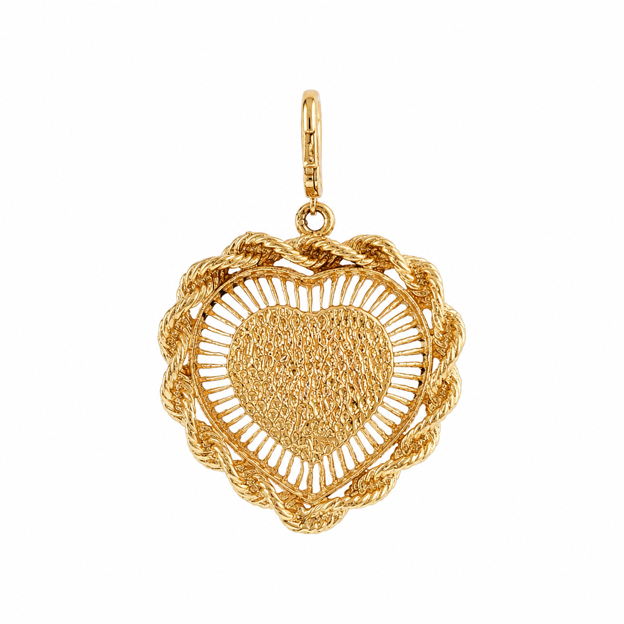 14K Yellow Gold Vintage Engravable Heart Locket Charm Pendant