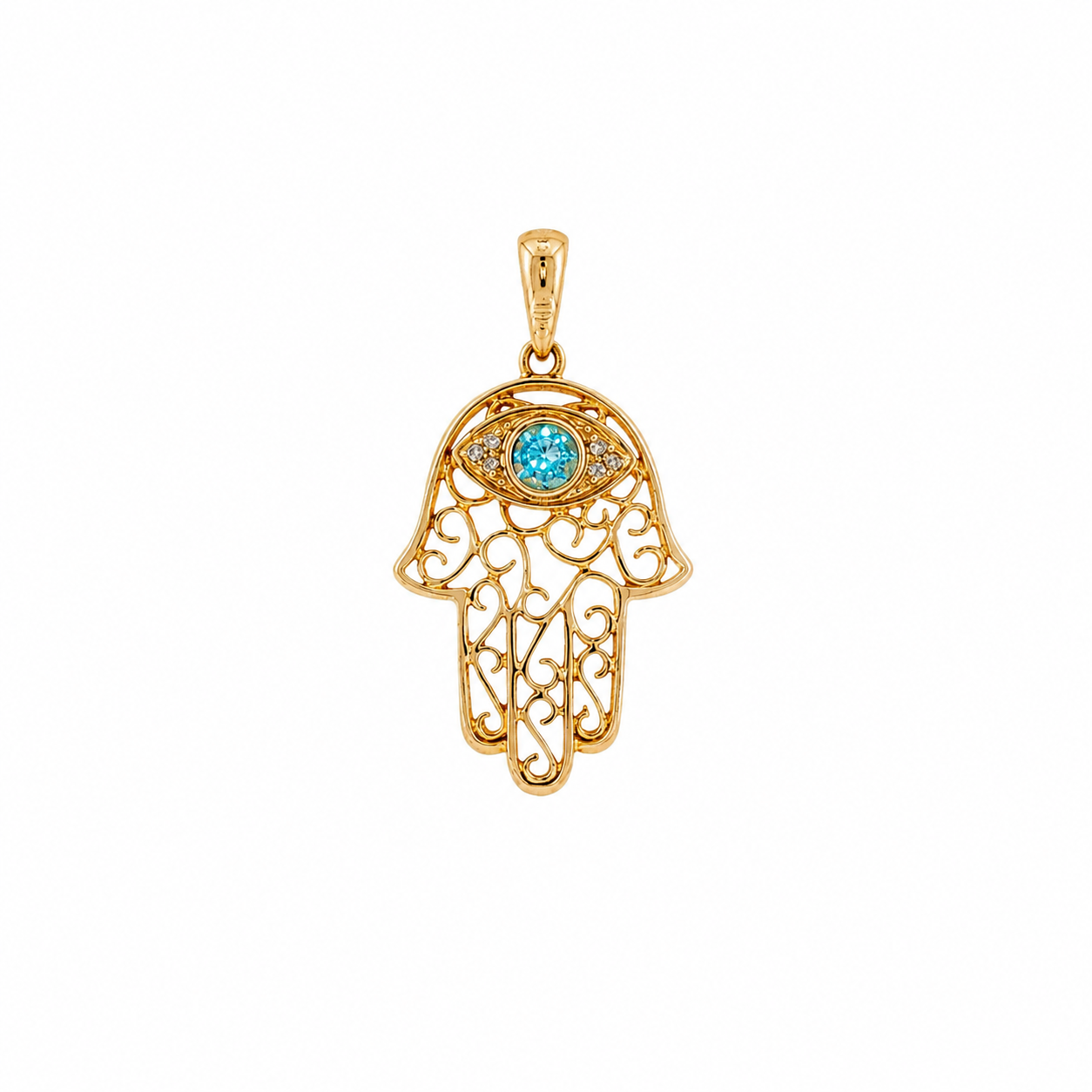 14K Yellow Gold Vinatge Evil Eye Hamsa