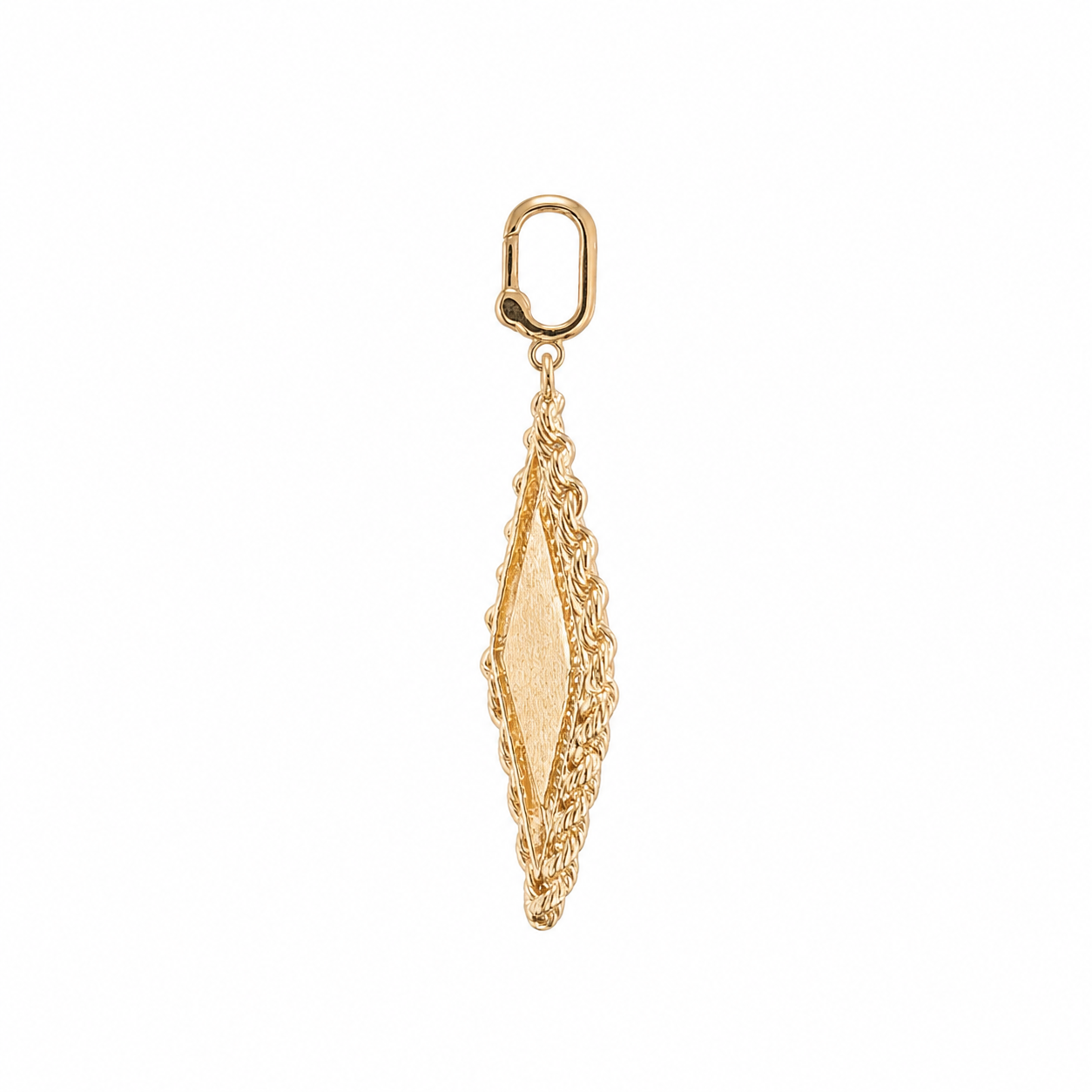 14K Yellow Gold Vintage Diamond-Shaped Locket Rope Border Push-in Clasp