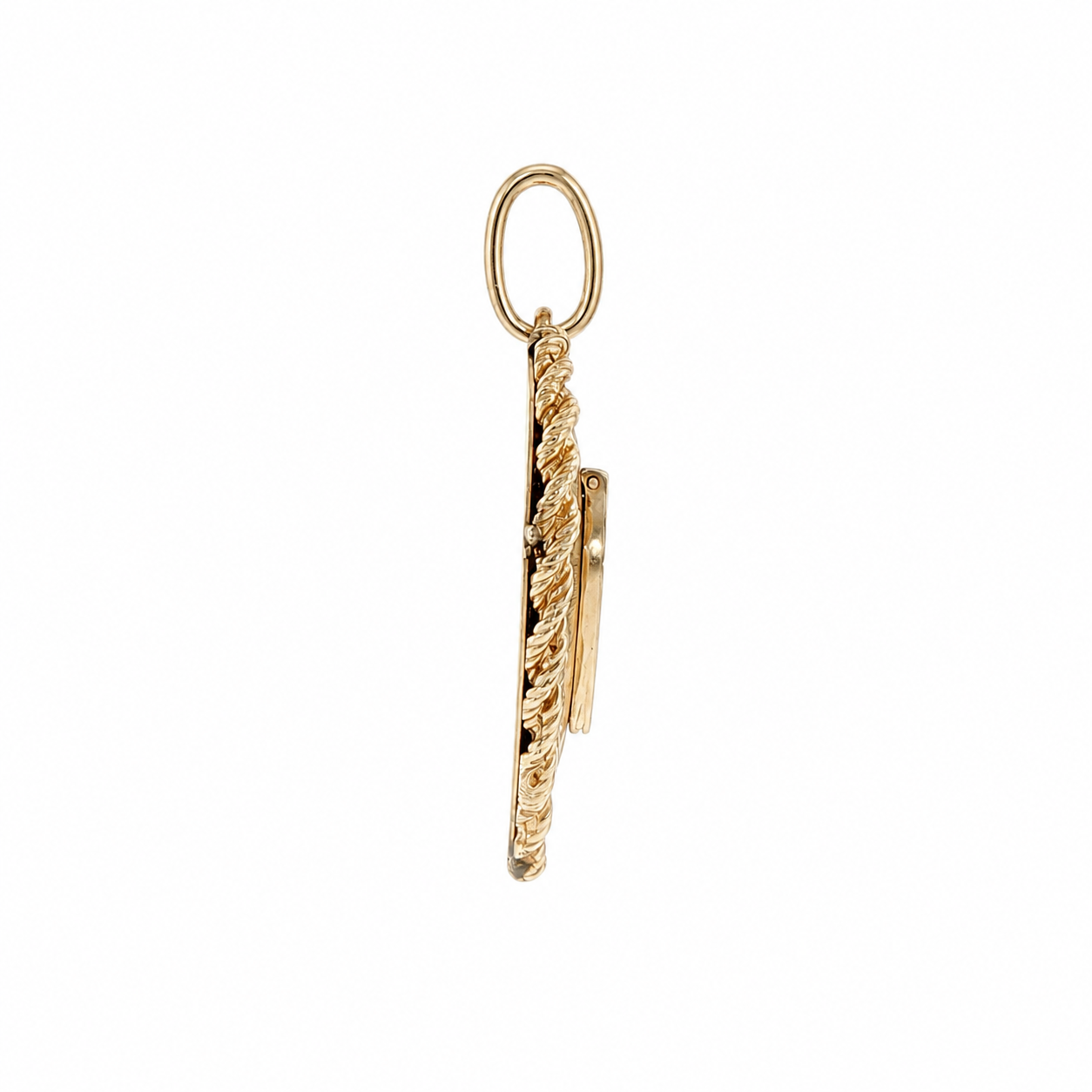 14K Yellow Gold Vintage Layered Heart Locket Charm Pendant