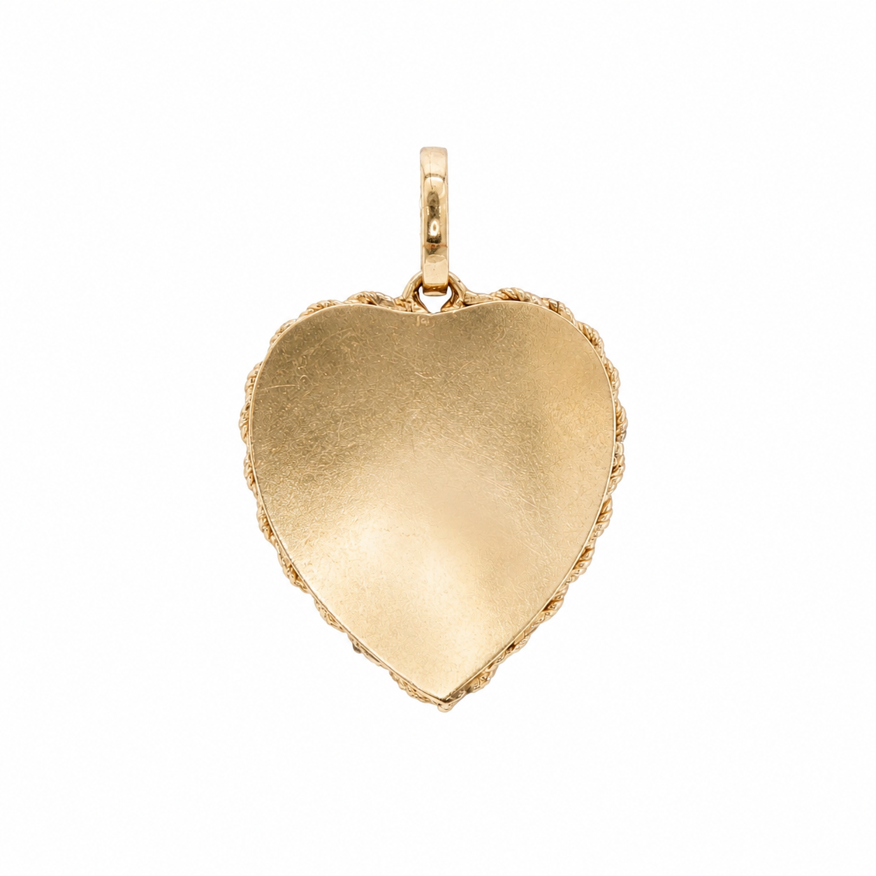 14K Yellow Gold Vintage Layered Heart Locket Charm Pendant