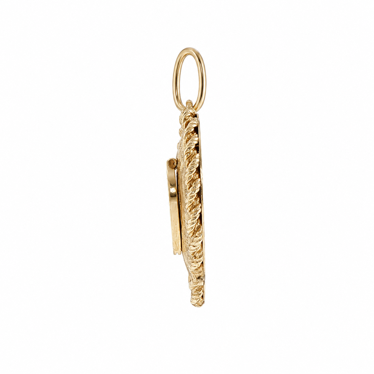14K Yellow Gold Vintage Layered Heart Locket Charm Pendant