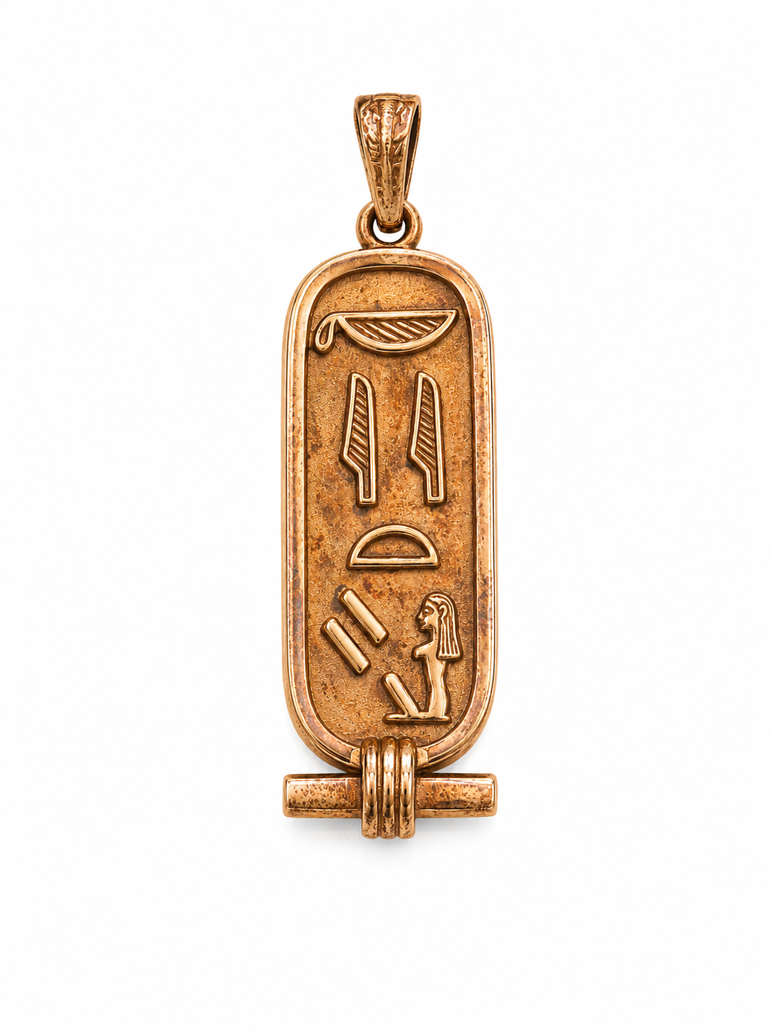 14k Yellow Gold Vintage Egyptian Hieroglyph Tag Charm
