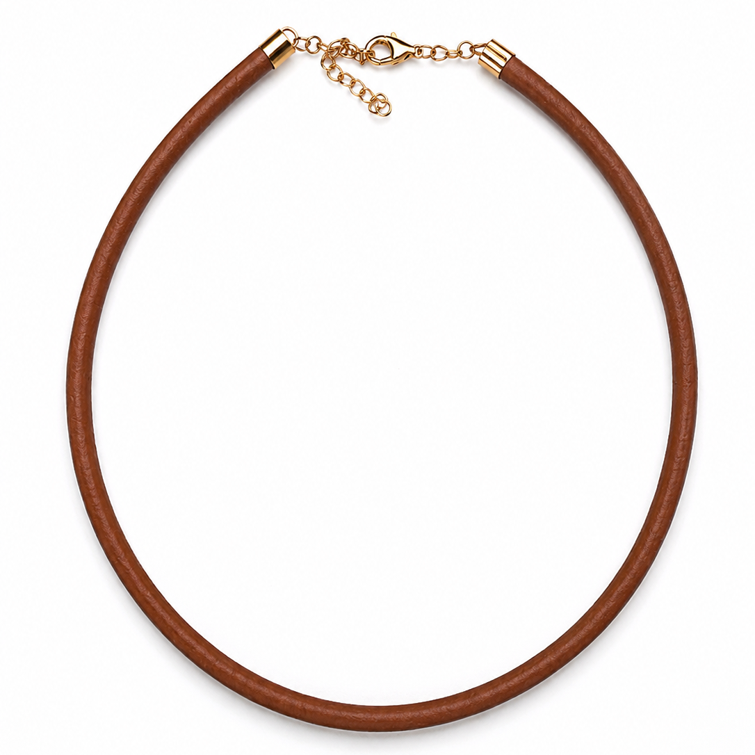 14k Yellow Gold 4mm Leather Cord