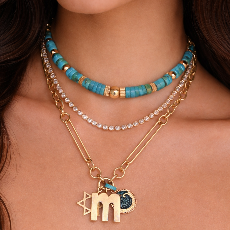 14k Yellow Gold Vintage Letter M Charm Pendant
