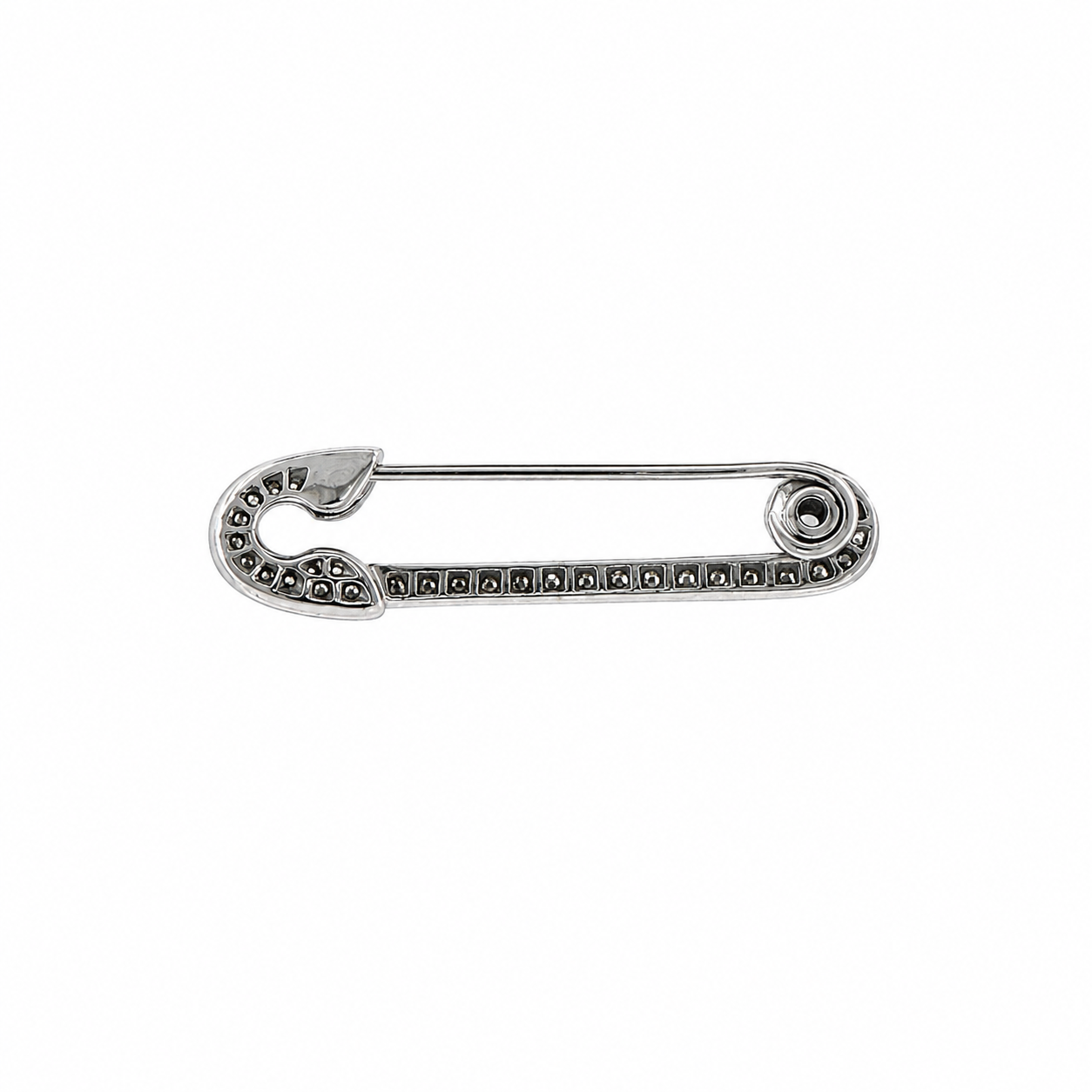 18k White Gold 1990s 1/2 Carat Diamond Safety Pin Brooch