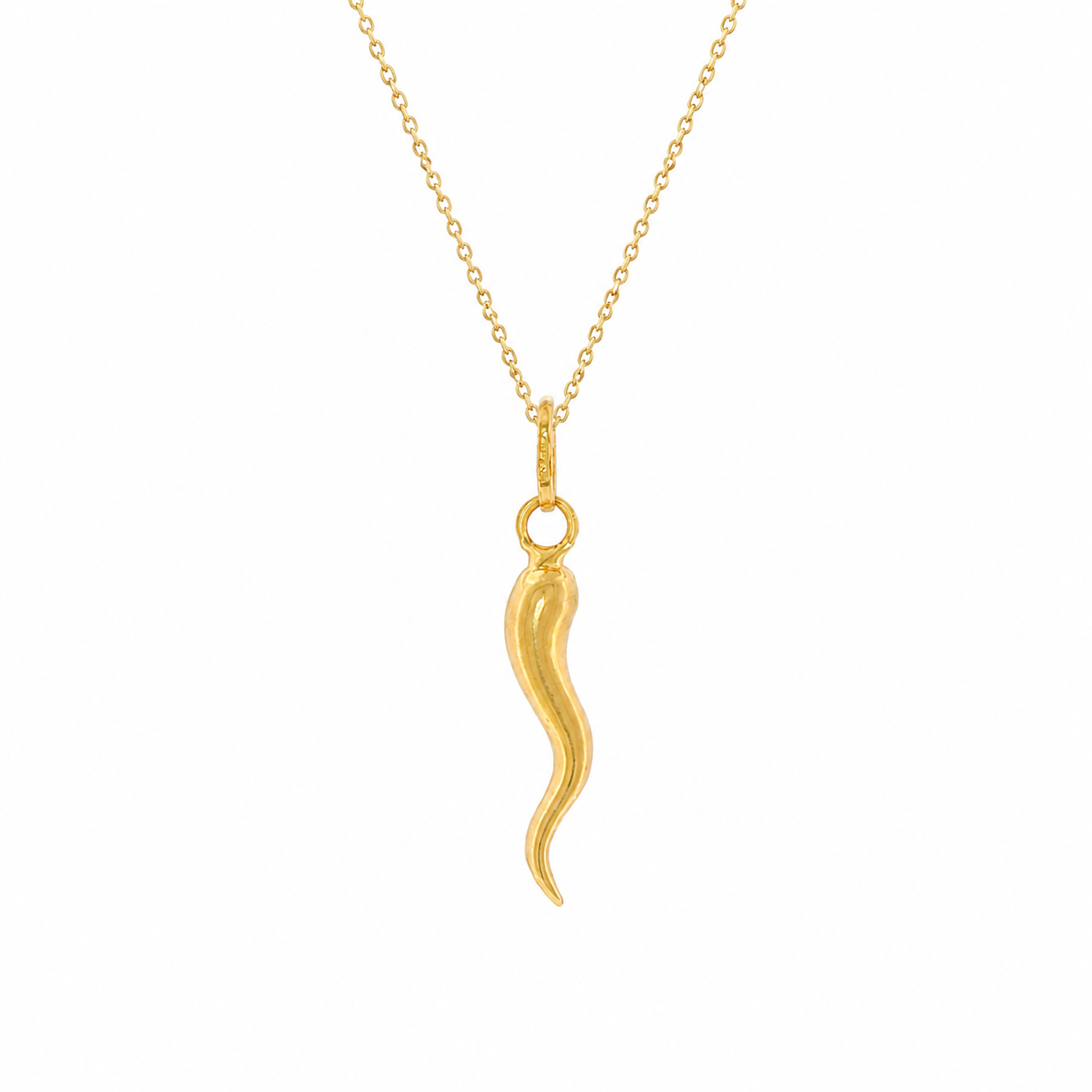 18k Yellow Gold Vintage Mini Italian Horn Charm