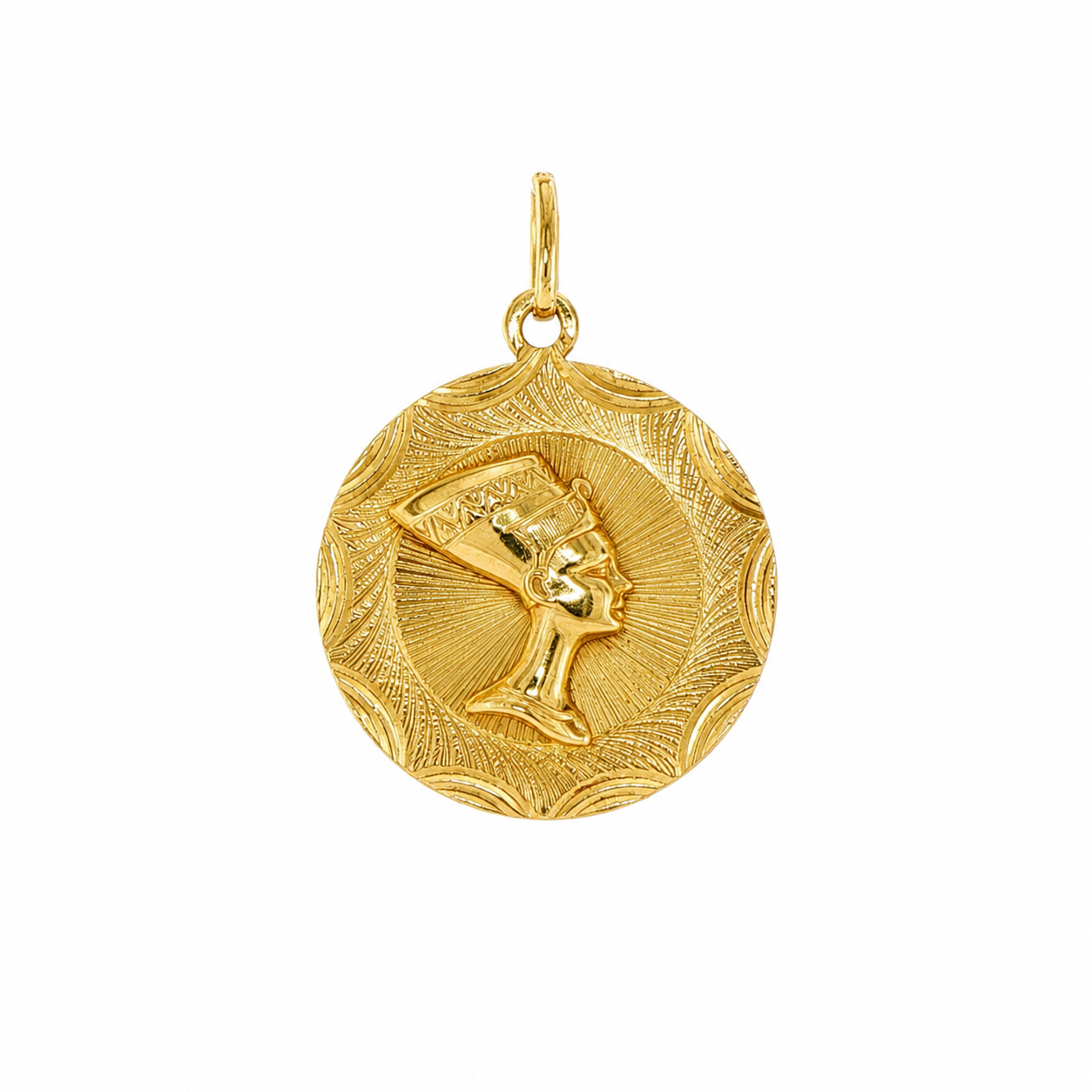 18k Yellow Gold Vintage Nefertiti Relief Medallion Pendant