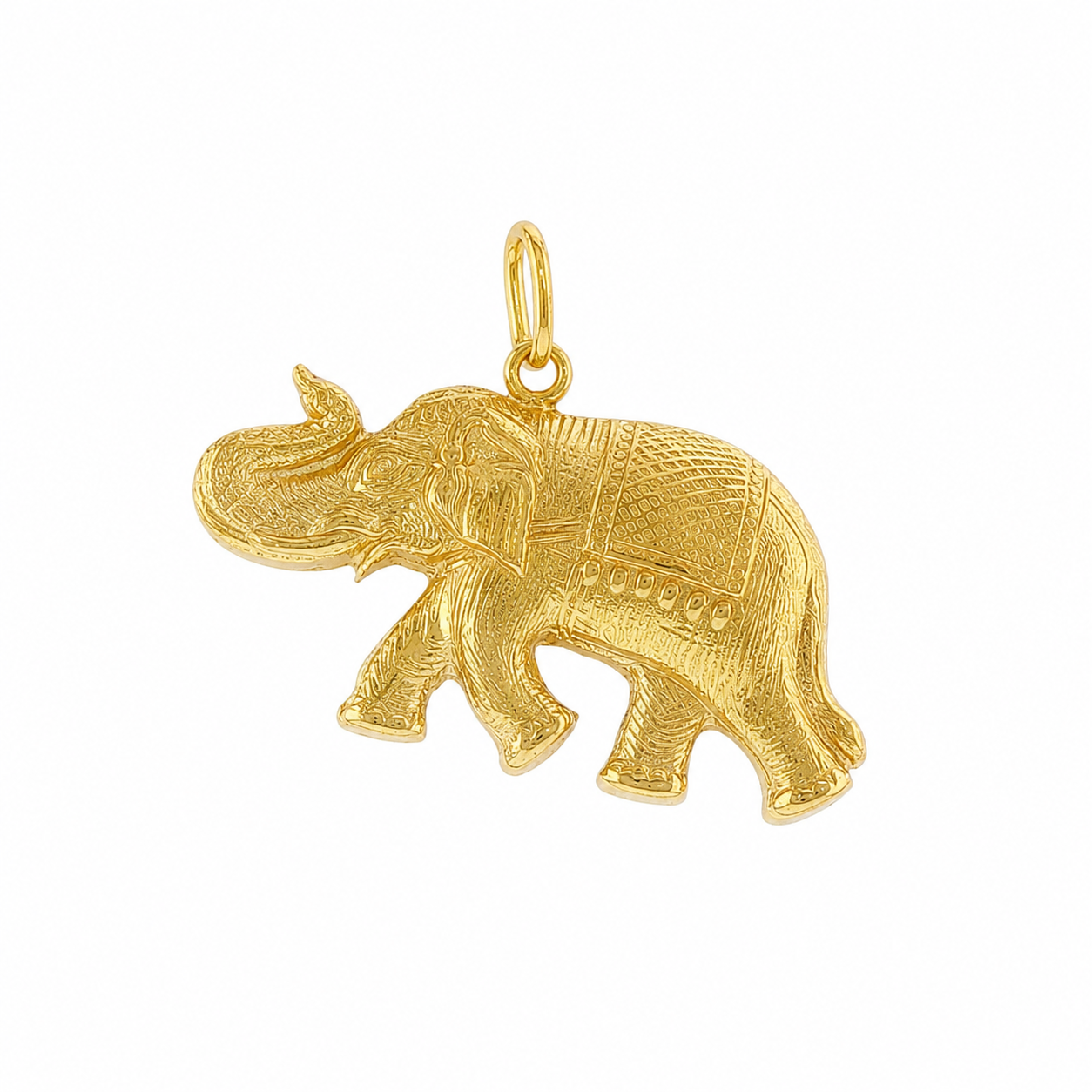 1970s 18k yellow gold elephant charm worn on a fine chain