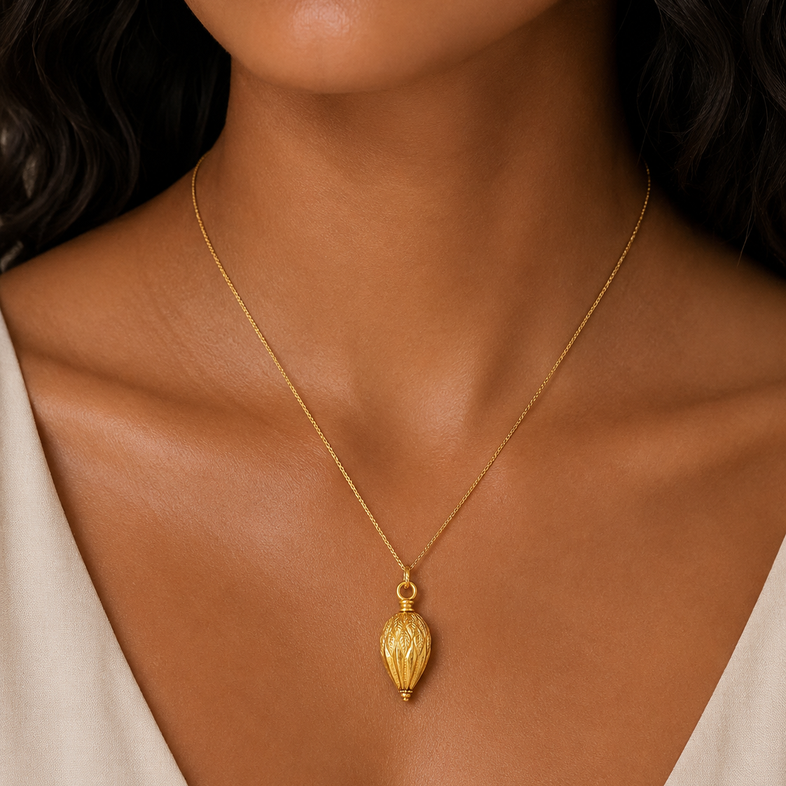 18k Yellow Gold Victorian Etruscan Teardrop Charm Pendant
