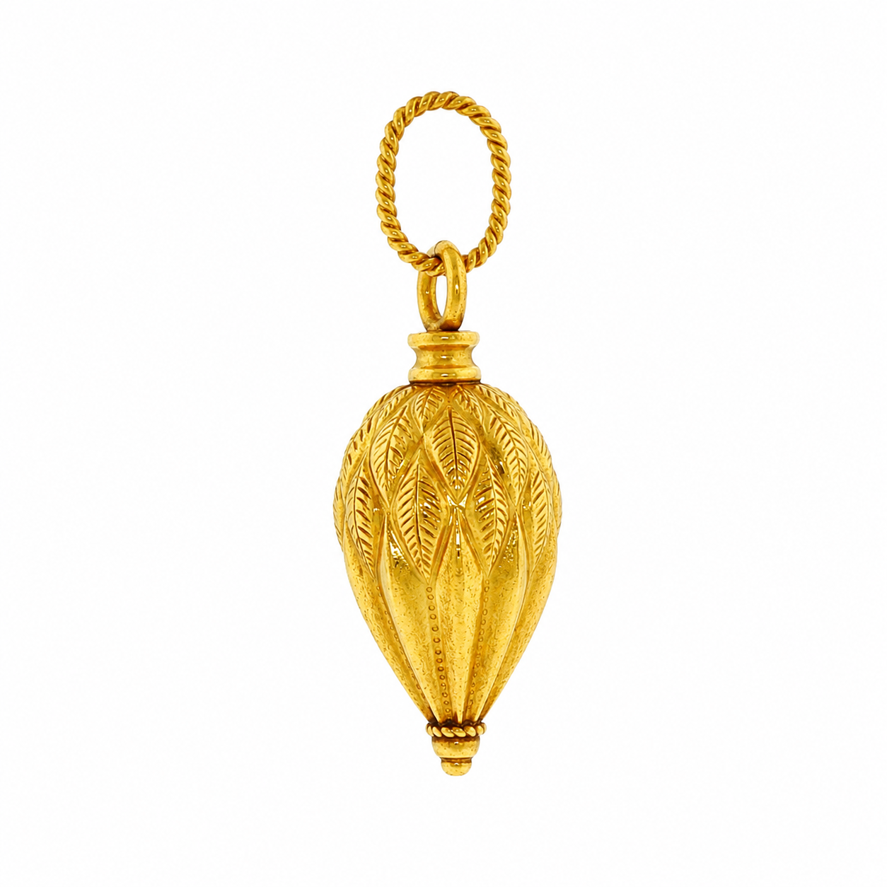 18k Yellow Gold Victorian Etruscan Teardrop Charm Pendant