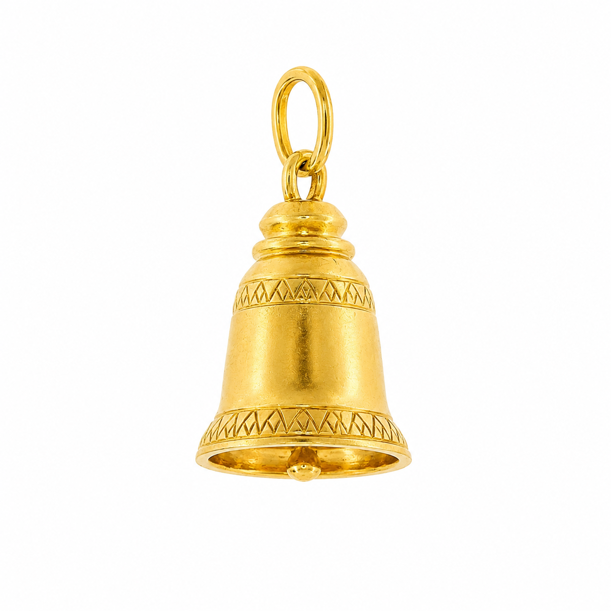 18k Yellow Gold Vintage Large Bell Charm Pendant