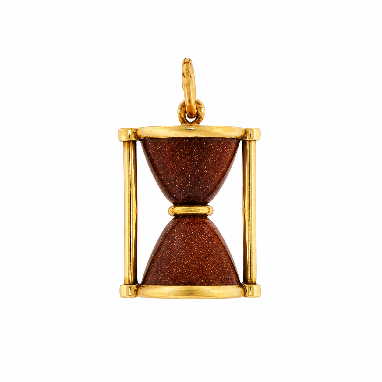 18k Yellow Gold Goldstone Hourglass Charm Pendant