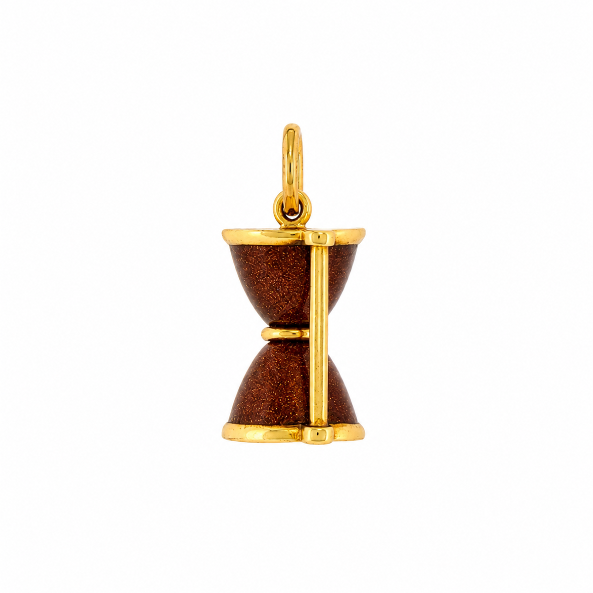 18k Yellow Gold Goldstone Hourglass Charm Pendant