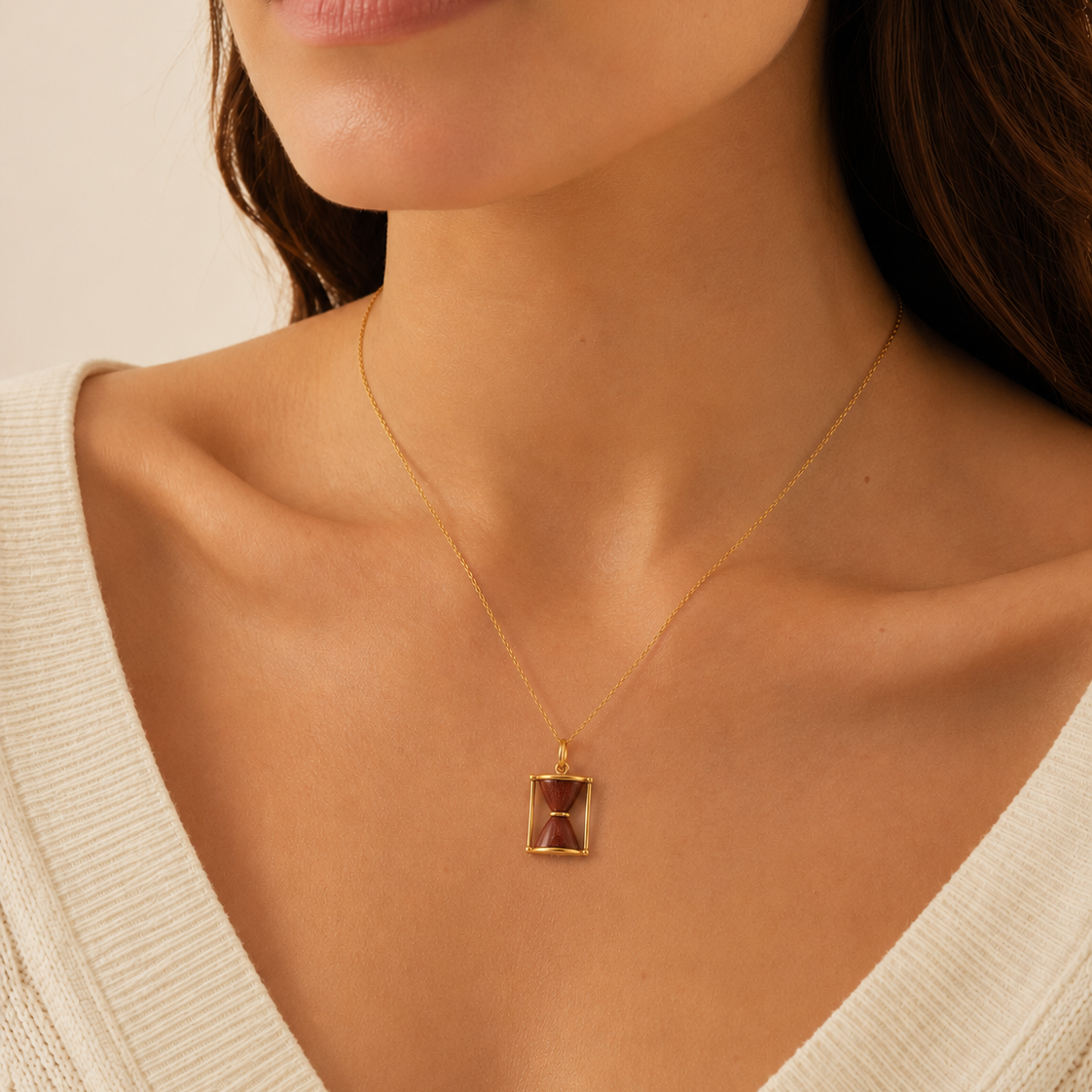 18k Yellow Gold Goldstone Hourglass Charm Pendant