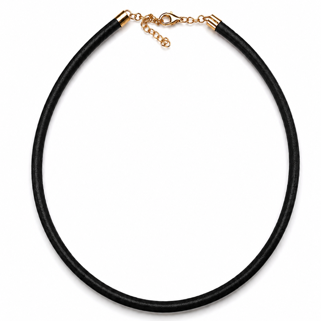 14k Yellow Gold 4mm Leather Cord