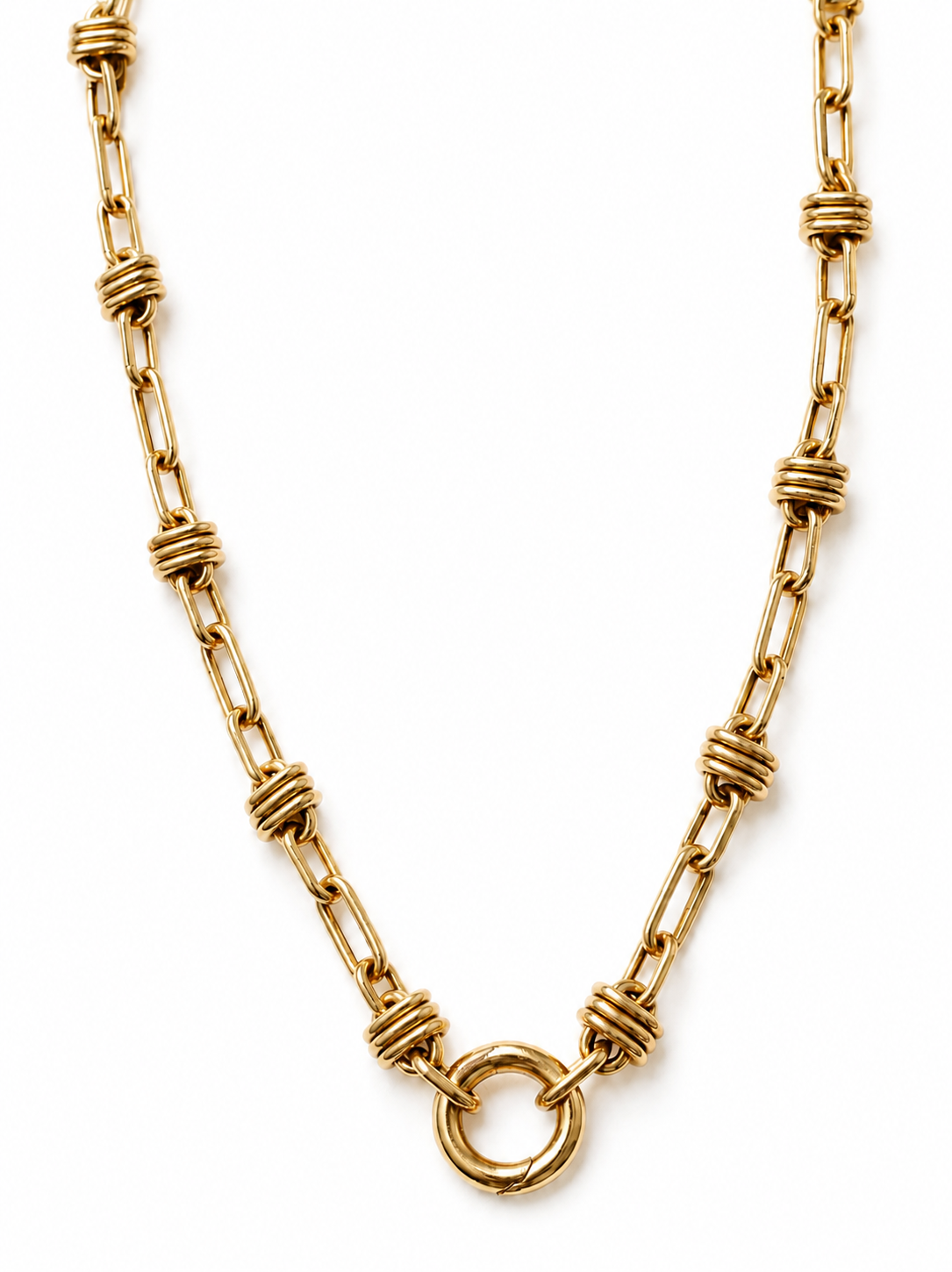 14k Yellow Gold Coil Link Paperclip Link Chain Necklace