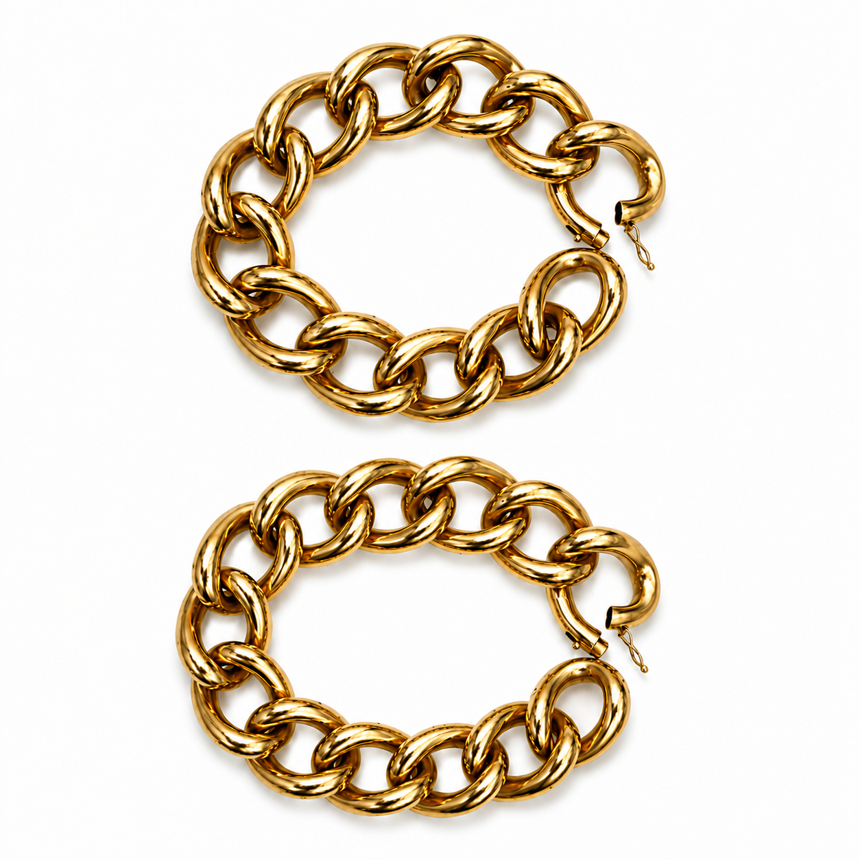 14k Yellow Gold 1980s Vintage Chunky Convertible Bracelet Necklace