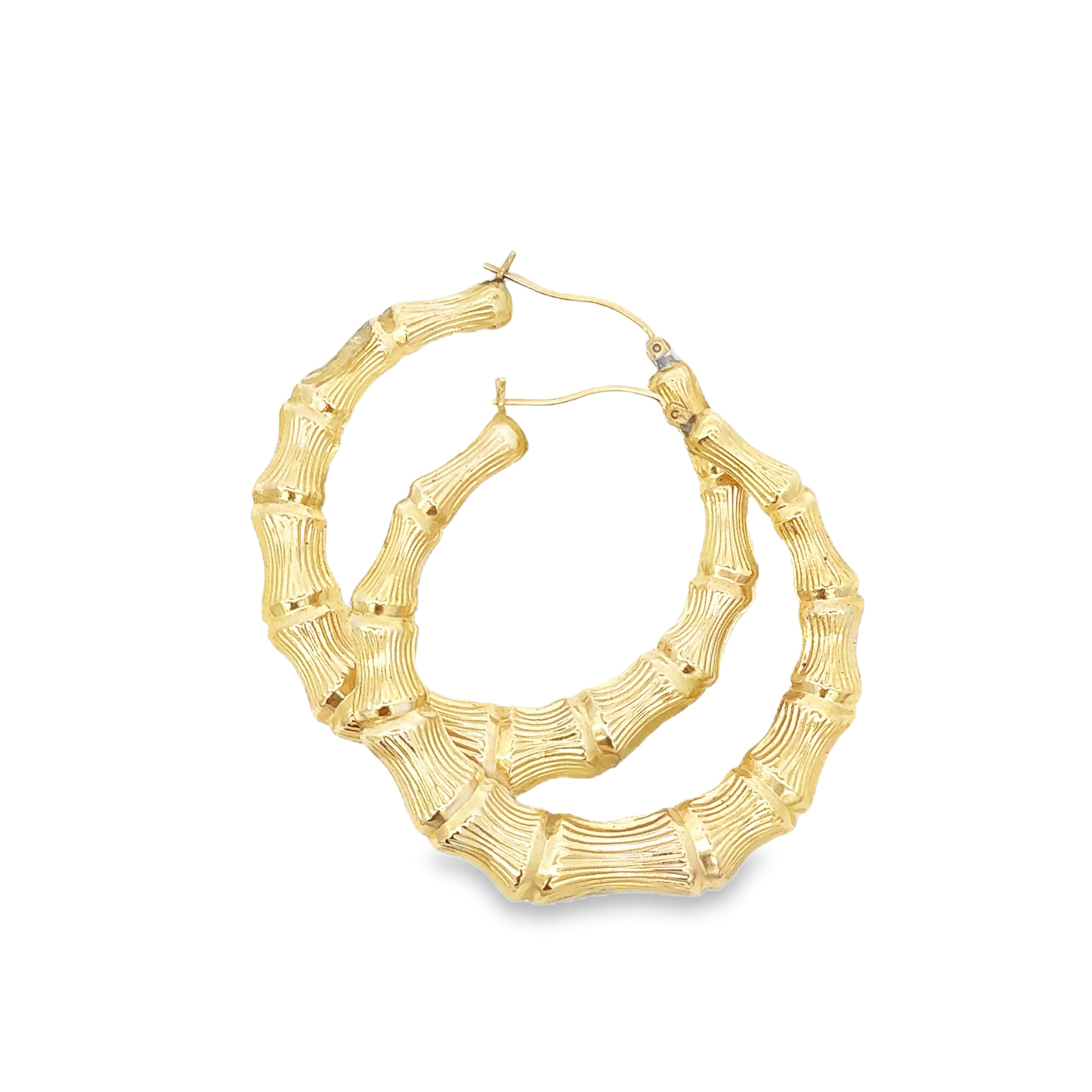 Vintage Large Bamboo 14k Gold Hoops