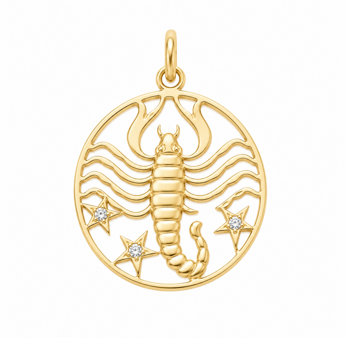 14K Yellow Gold Vintage 1970s Diamond Scorpio Zodiac Charm