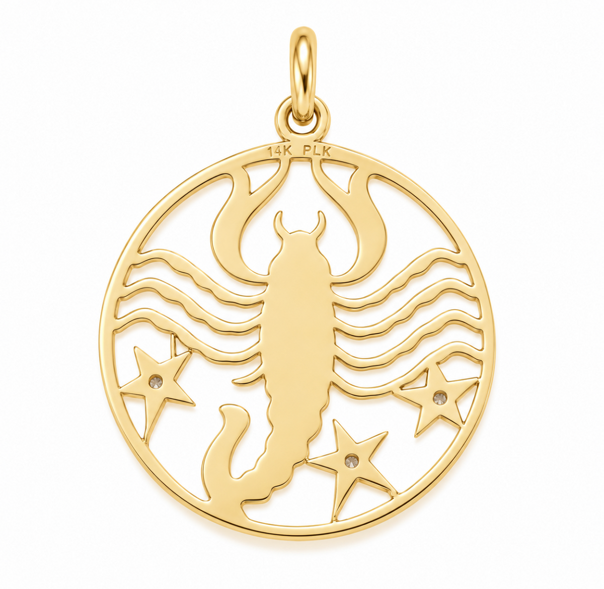 14K Yellow Gold Vintage 1970s Diamond Scorpio Zodiac Charm