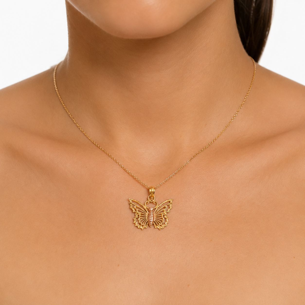 Vintage 14K yellow and Rose Gold Butterfly Charm