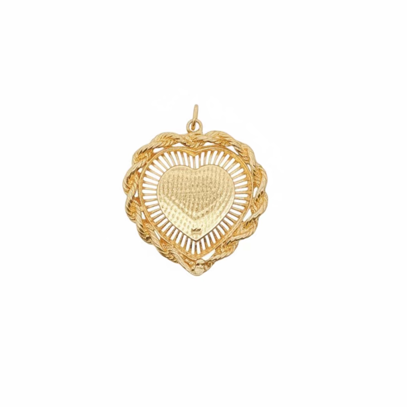 14k Yellow Gold Heart Locket Charm