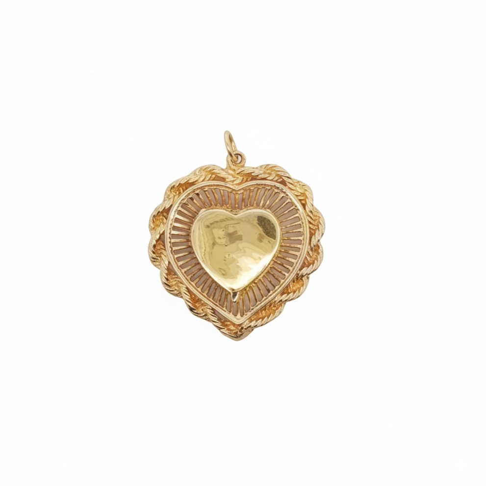 14k Yellow Gold Heart Locket Charm