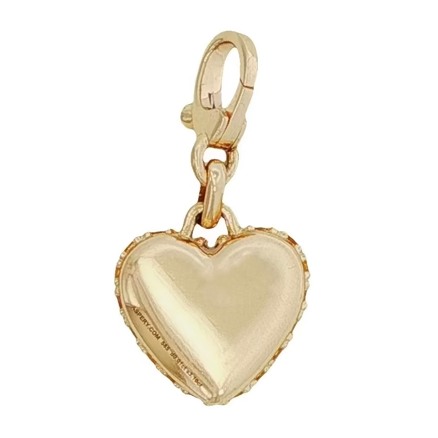 14k Yellow Gold Gemstone Puffy Heart Charm