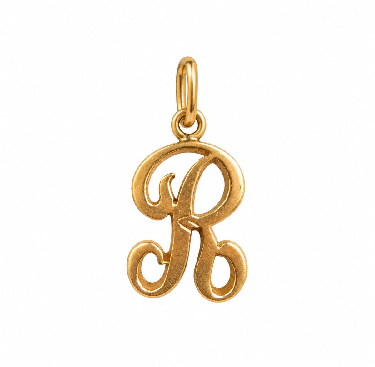 14K Yellow Gold Vintage Letter "R" Charm