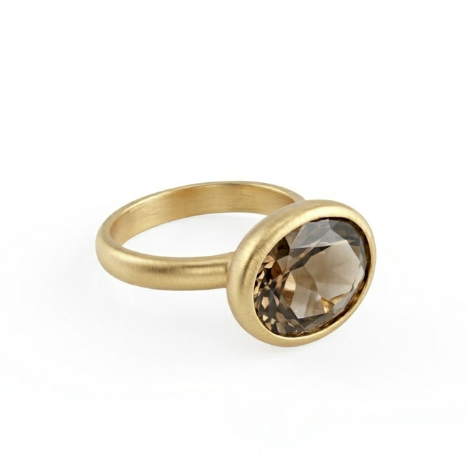 22k Yellow Gold Smokey Quartz Ring