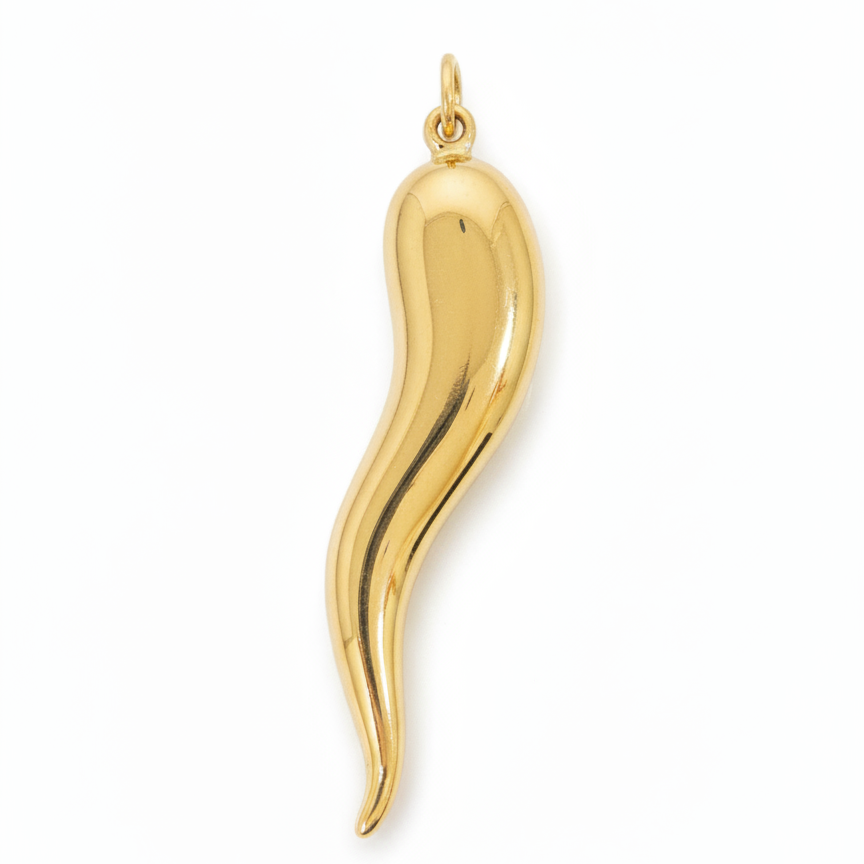 14k Yellow Gold Vintage italian Horn Charm