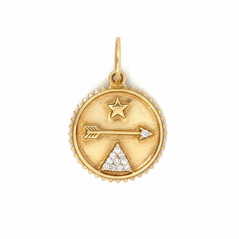 14k Yellow Gold Diamond Star Arrow Charm