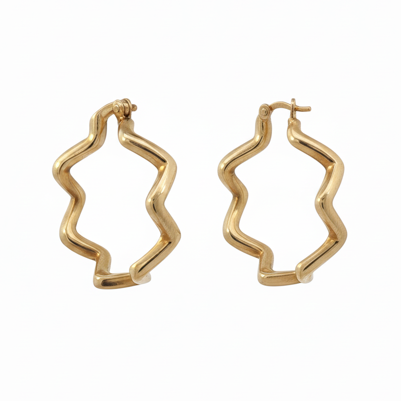 18k Yellow Gold Zig Zag Tiffany & Co. Paloma Picasso Hoop Earrings
