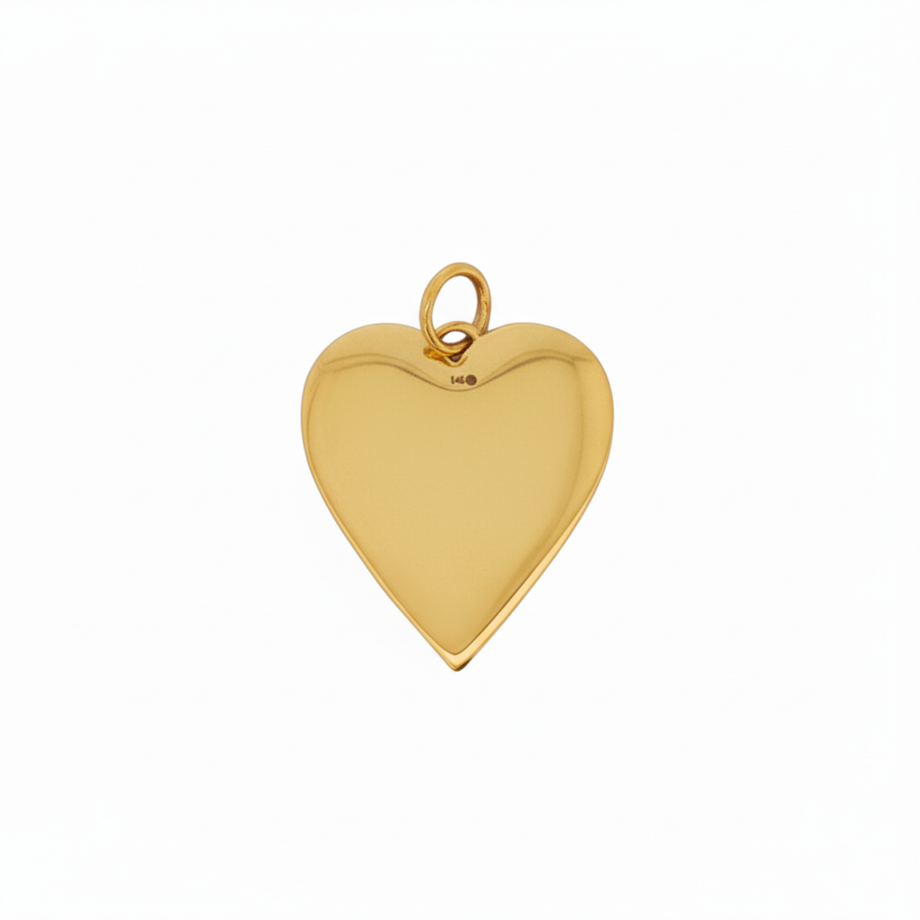 14k Yellow Gold Black Diamond Heart Charm