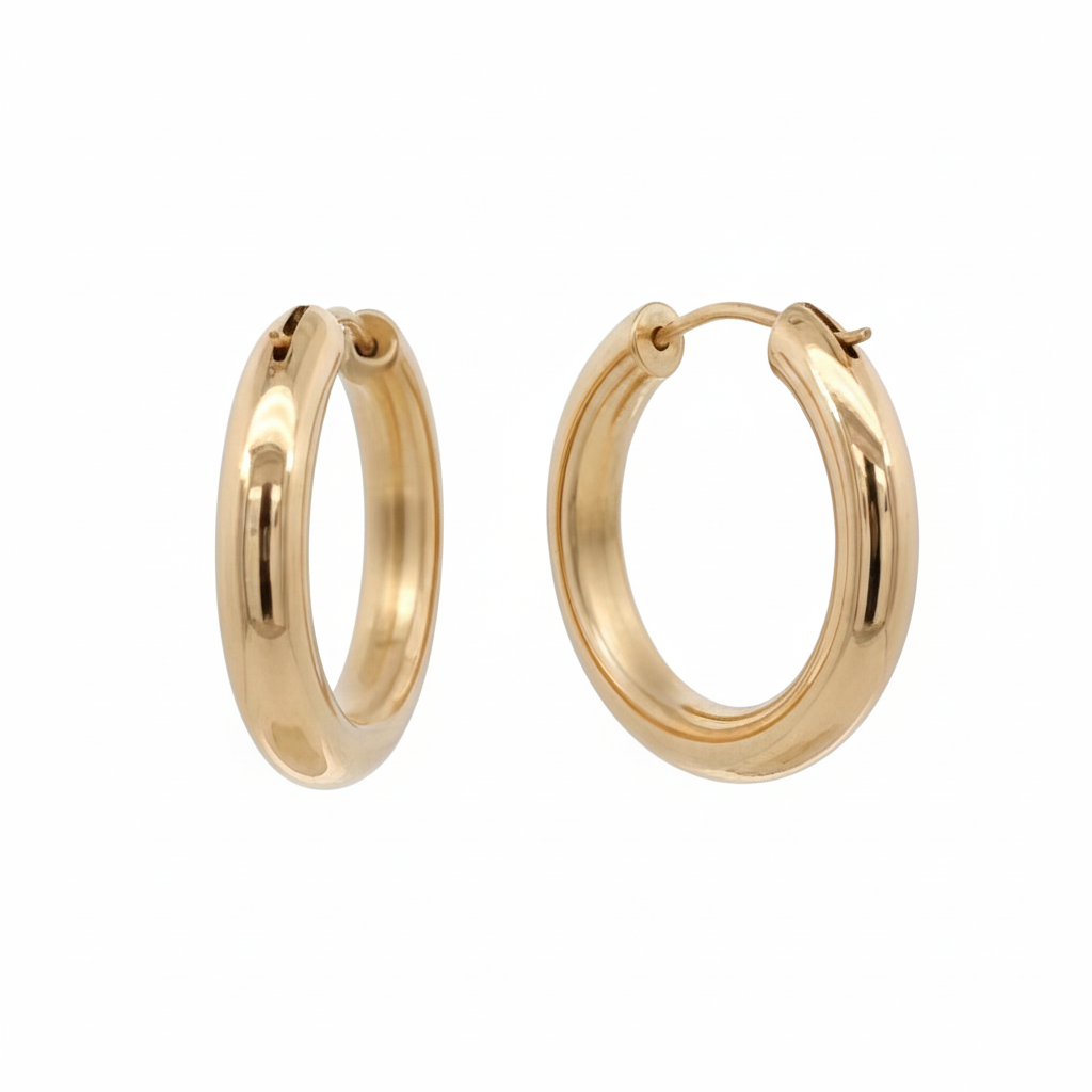 18k Yellow Gold Vintage Hoop Earrings