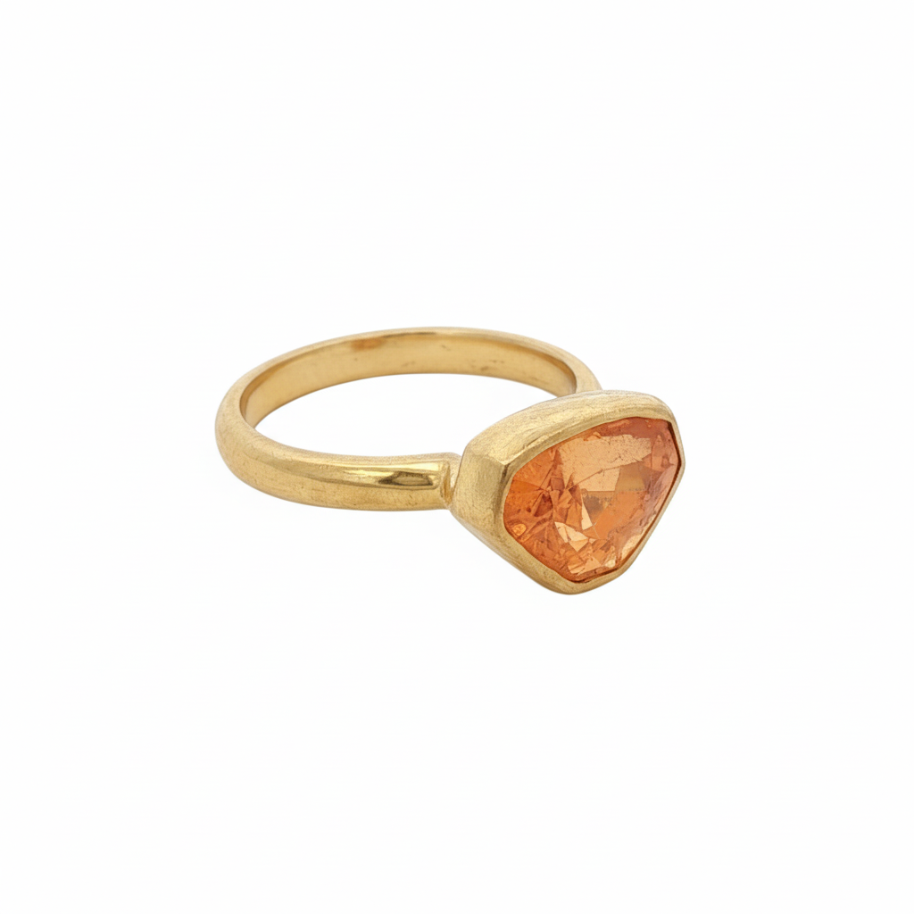 22k Yellow Gold Orange Spessartite Garnet